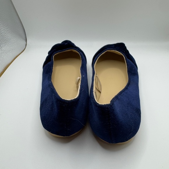 Janie and Jack Toddler Girls Size 7 Elegant Blue Velvet Formal Flats - Picture 5 of 9